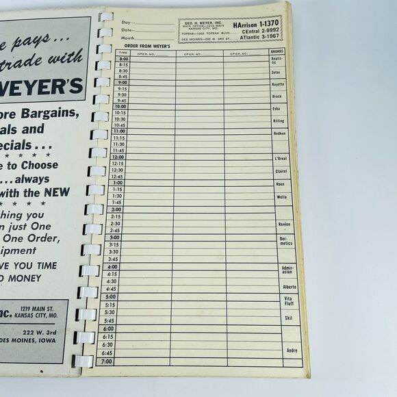 Salon Appointment Book Schedule Reservation VTG Beauty Shop Decor Geo H Weyer - Picture 7 of 10